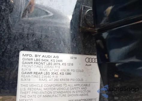 2019 Audi Q5 45 Premium from USA, damaged, VIN WA1ANAFY5K2068112